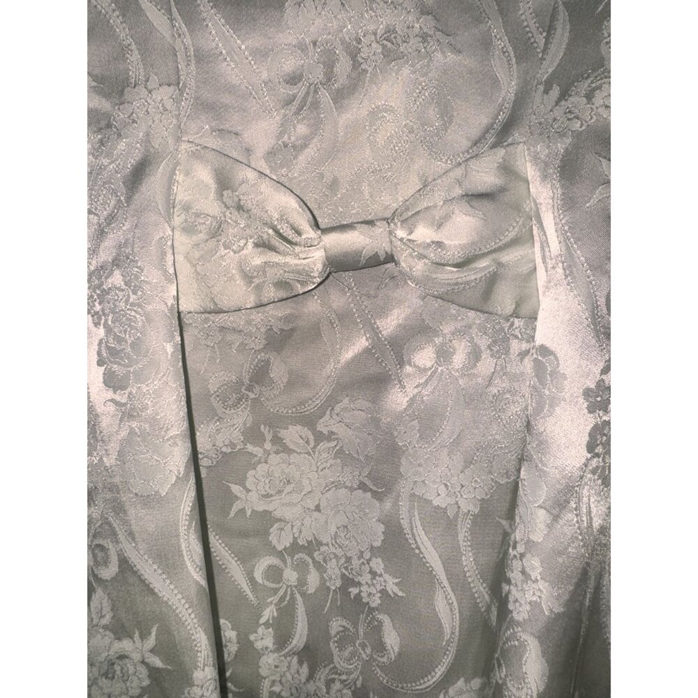 Jessica McClintock White Satin Brocade Womens Jacket With Embroidered Lace Detai - Picture 10 of 10